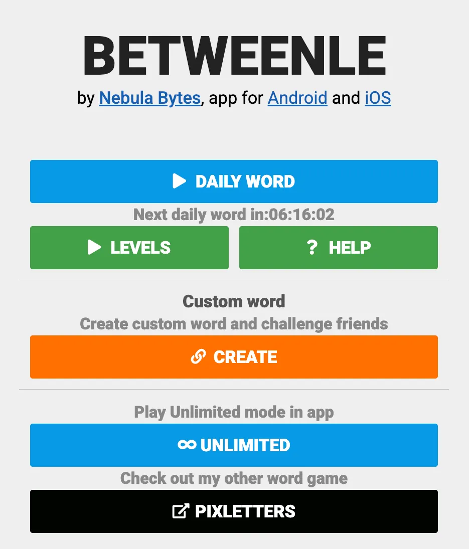 betweenle game screen shot