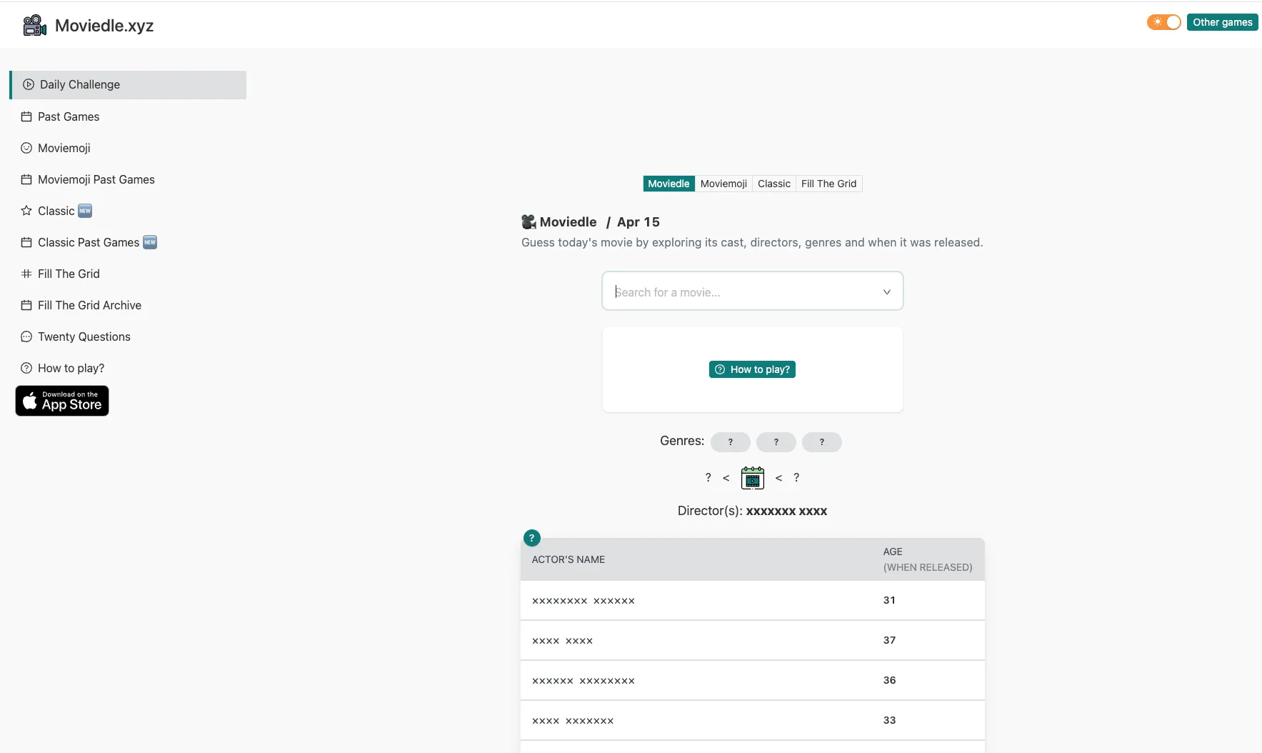 moviedle Game Screen shot