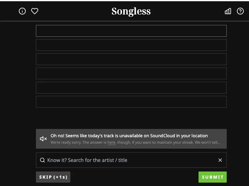 songless game screen shot