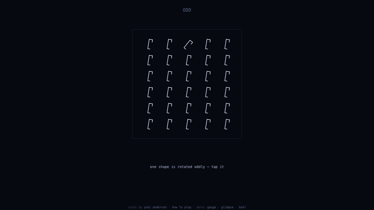 Scout's attention-game interface, with its dark canvas and high-contrast visual targets.