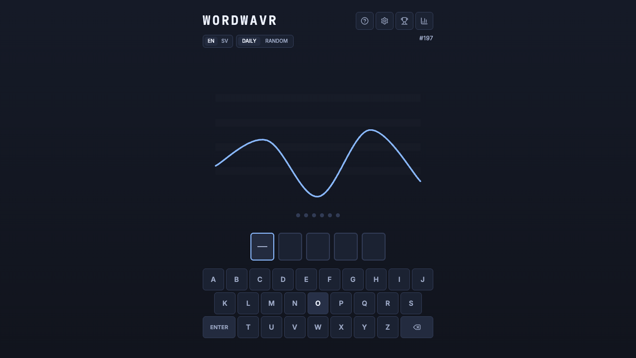 WordWavr's target wave, alphabet controls, and daily word-guessing interface.